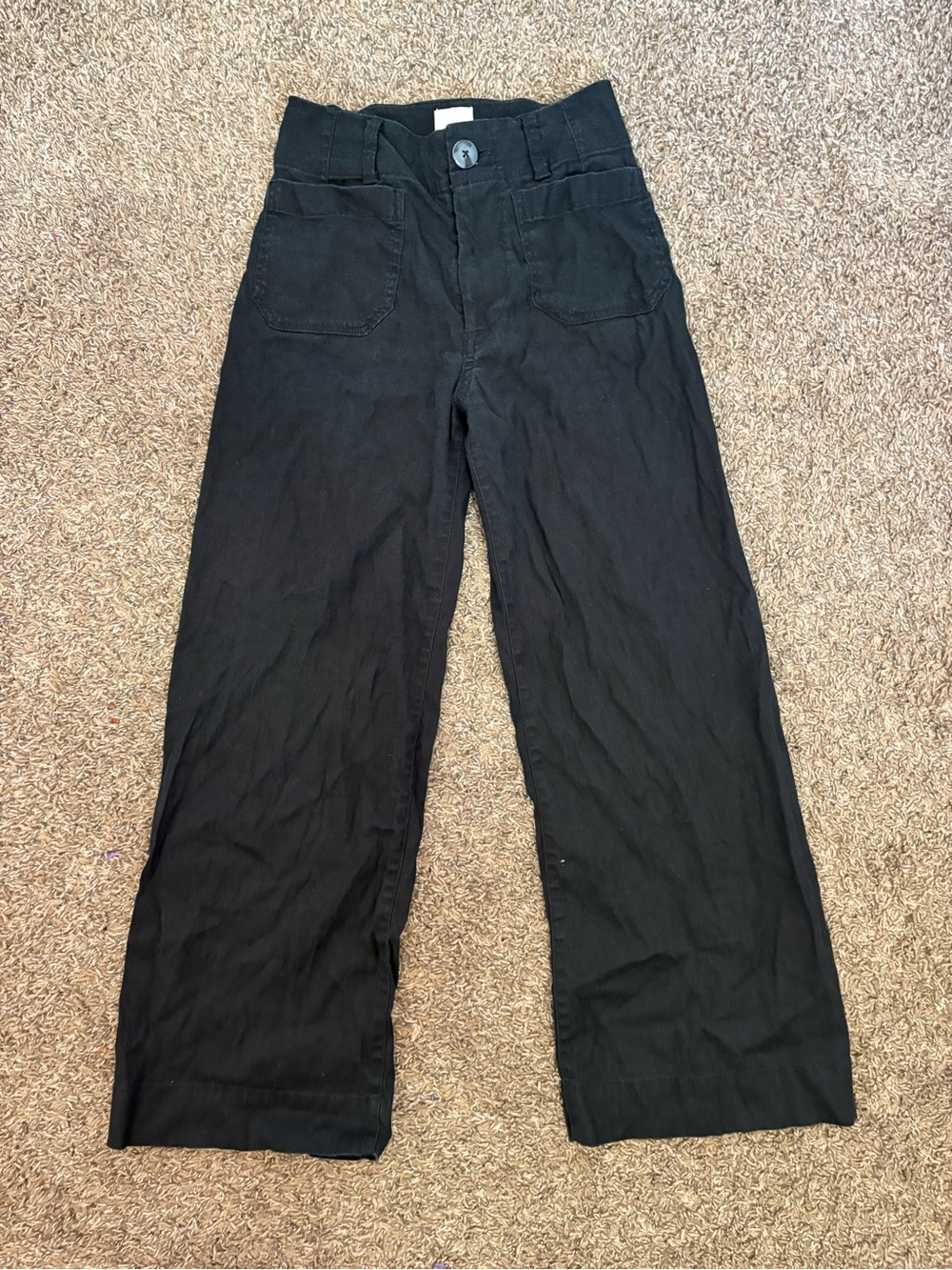 Anthropologie MAEVE The Colette Crop Pants Black Viscose Linen Cotton Size 23 - Picture 2 of 9